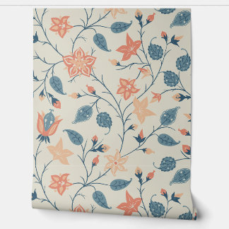 Papier Peint Trailing Floral - Paisley - Peach And Dusty Blue