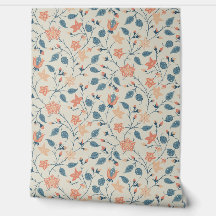 Trailing Floral - Paisley - Peach And Dusty Blue