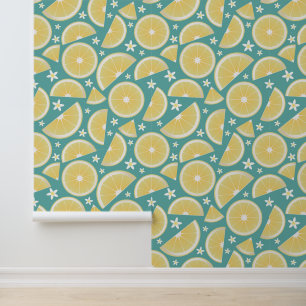 Papier Peint Tranches de citron et fleurs de fleur d'oranger