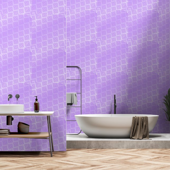 Papier Peint Treillis en feuille de pourpre brillant (Salle de bain)