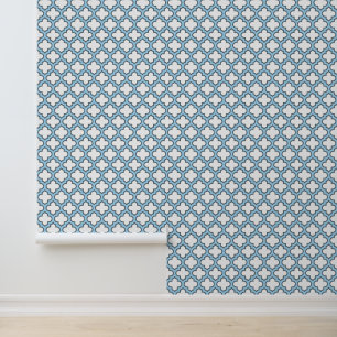 Papier Peint Trellis bleu blanc et bébé, treillis, Quatrefoil
