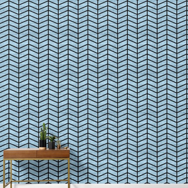 Papier Peint Trendy Rustic Light Blue Chevron (Couloir)