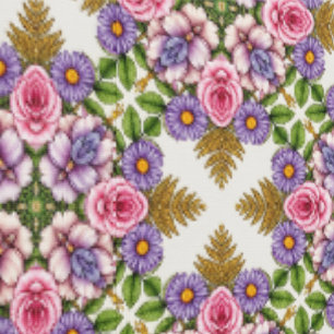 Papier Peint Trésor de Lavande Médaillon Floral Élégant