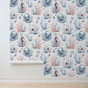 Papier Peint Trésors de mer aquarelles motif