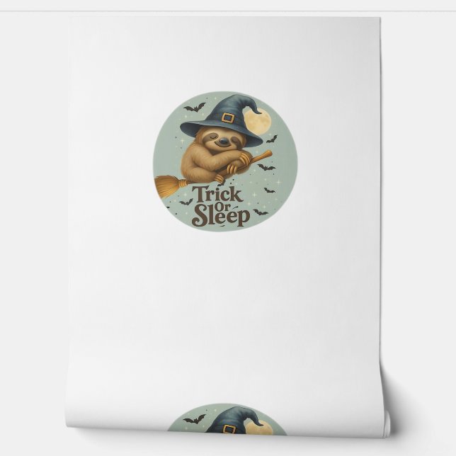 Papier Peint Trick or Sleep – Cute Witch Sloth Halloween Pun Ar (Déroulement)