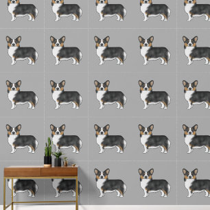 Papier Peint Tricolore noir Pembroke Welsh Corgi Motif