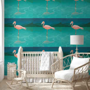 PAPIER PEINT TROPICAL FLAMANT ROSE
