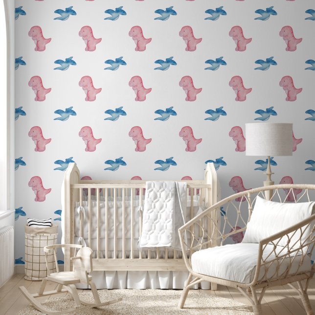 Papier Peint  Tropical Pink Dinosaur Adventure (Enfants)
