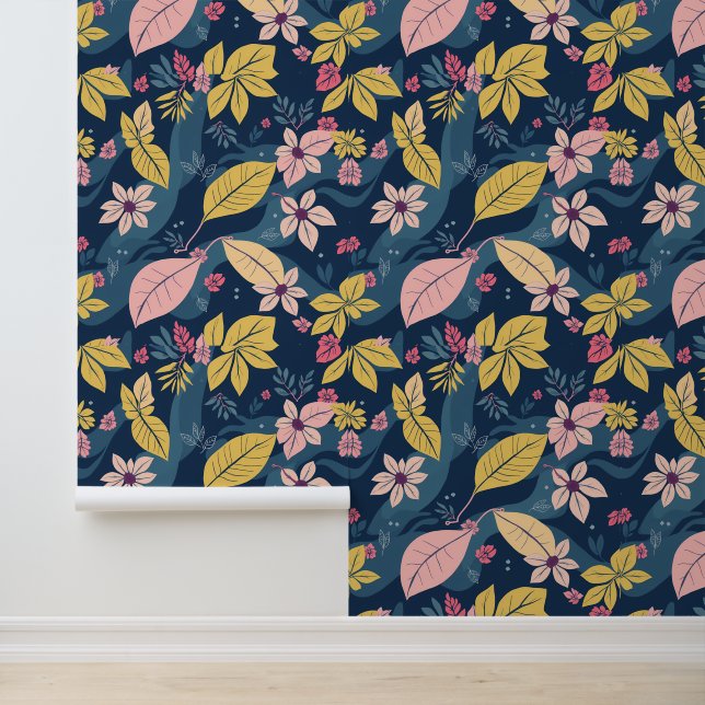 Papier Peint Tropical Twilight Floral (Application)