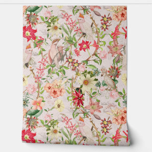 Papier Peint Tropical Vintage Parrots Jardin Chinoiserie Wallp
