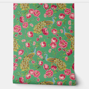 Papier Peint Tropical Vintage Peacock Garden Rococo Chinoiserie