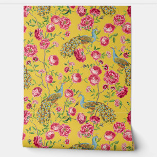 Papier Peint Tropical Vintage Peacock Garden Rococo Chinoiserie