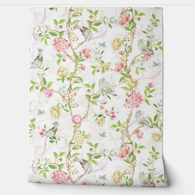 Papier Peint Tropical Vintage Rococo Garden Chinoiserie (Déroulement)