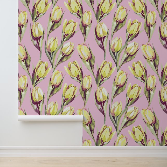 Papier Peint Tulipes aquarelles (Application)