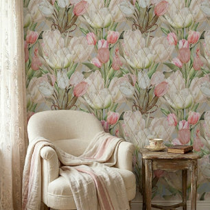 Papier Peint Tulipes Élégantes Modernes avec Motif Doré
