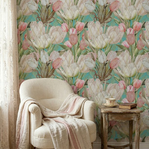 Papier Peint Tulipes Élégantes Modernes avec Motif Doré