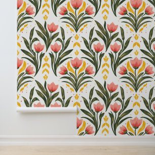 Papier Peint Tulipes roses et verdure