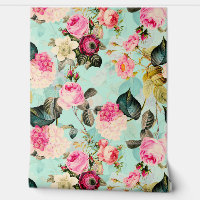 Turquoise Enchanter Vintage Rococo Roses Jardin Wa