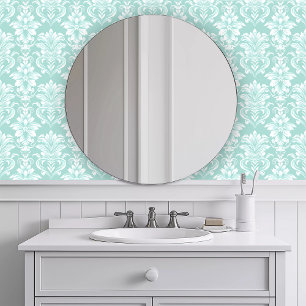 Papier Peint Turquoise Intriqué Monochrome