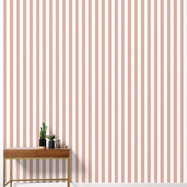 Papier Peint Tuscany Pink And White Stripe Wallpaper  (Couloir)