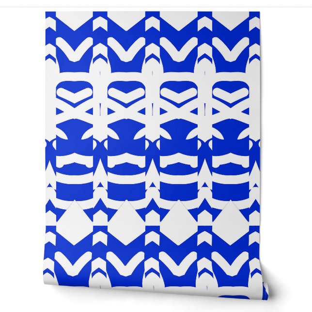 Papier Peint Un bleu tendance et blanc "Ratti_Creative_Arts"  (Déroulement)