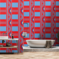un design d'un motif rouge et bleu