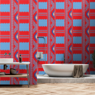 Papier Peint un design d'un motif rouge et bleu