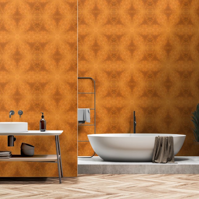 Papier Peint Un kaléidoscope d'une étoile orange brûlée  (Salle de bain)