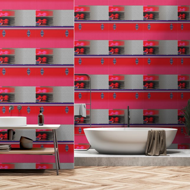 Papier Peint un tableau d'une femme en robe rose (Salle de bain)