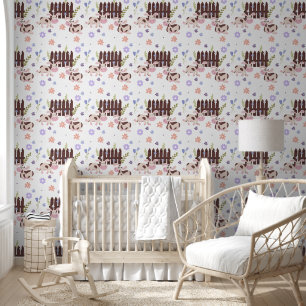 Papier Peint Vache Brown et clôture