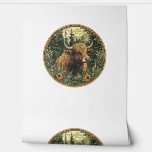 Papier Peint Vache Cottagecore Vache Florale