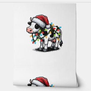 Papier Peint Vache mignonne drôle Père Noël Noël