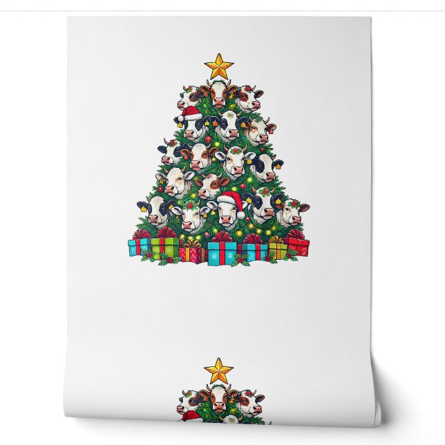 Papier Peint Vache Noël Arbre drôle Vache Noël (Déroulement)
