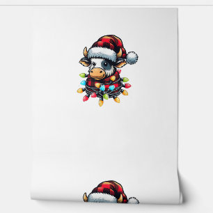 Papier Peint Vache Noël Père Noël Buffalo Plaid Noël Vache Love