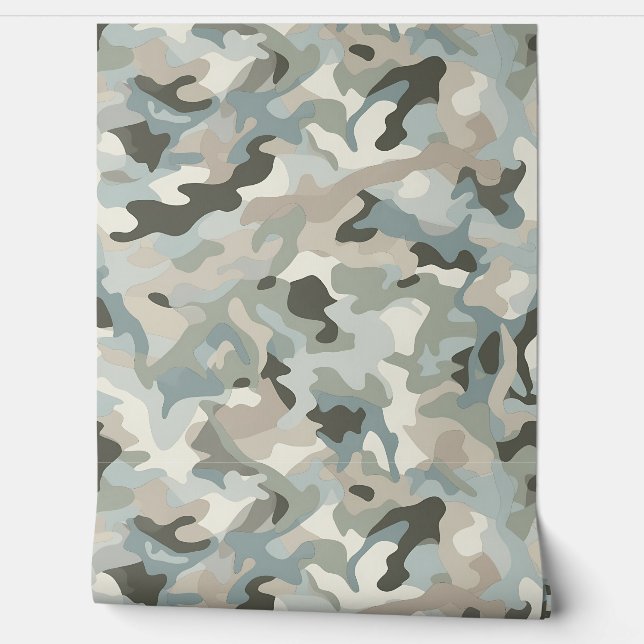 Papier Peint Vague camo bleu furtif (Déroulement)