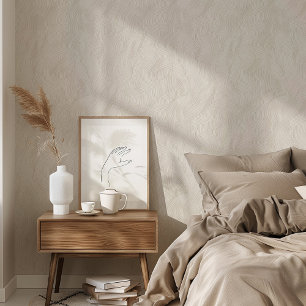 Papier Peint Vagues Abstraites minimalistes beige et blanc