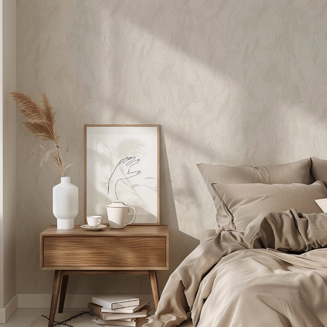 Papier Peint Vagues Abstraites minimalistes beige et blanc (Créateur téléchargé)