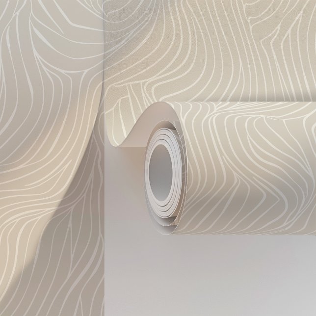 Papier Peint Vagues Abstraites minimalistes beige et blanc (Créateur téléchargé)