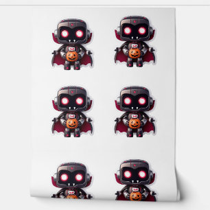 Papier Peint Vampire Robot Halloween Cute Futuriste Éffrayant A