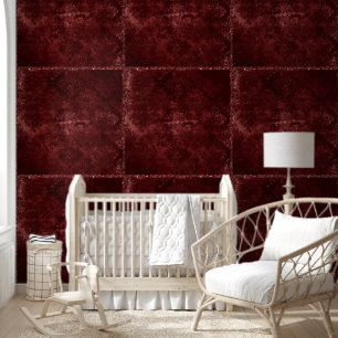 Papier Peint Velouté Henna Damassé Rouge en détresse Grunge