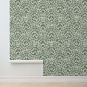 Papier Peint Ventilateur Art Déco Motif Sage Green