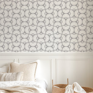 Papier Peint Ventilateur De Palme D'Oignon Gris Et Blanc Modern