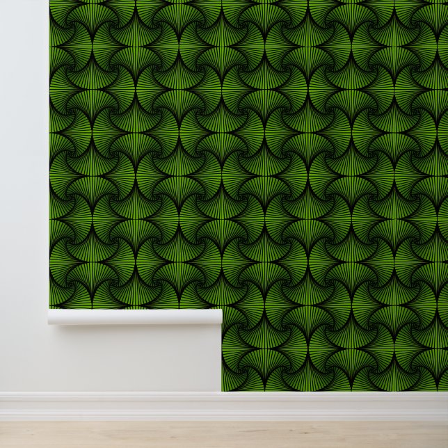 Papier Peint Ventilateur de saint 3D géométrique graphique vert (Application)