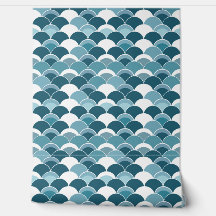 Ventilateur japonais bleu Motif d'impression