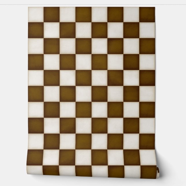Papier Peint Vérificateurs blancs Brown et anciens (Déroulement)