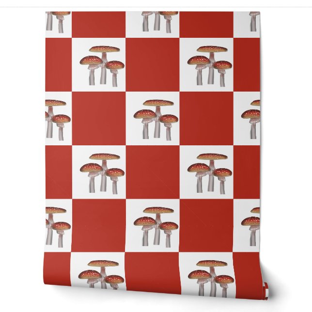 Papier Peint Vérification rouge avec champignon (Déroulement)