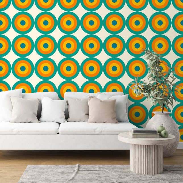 Papier Peint Vert bleu orange jaune rond cercles Motif (Créateur téléchargé)