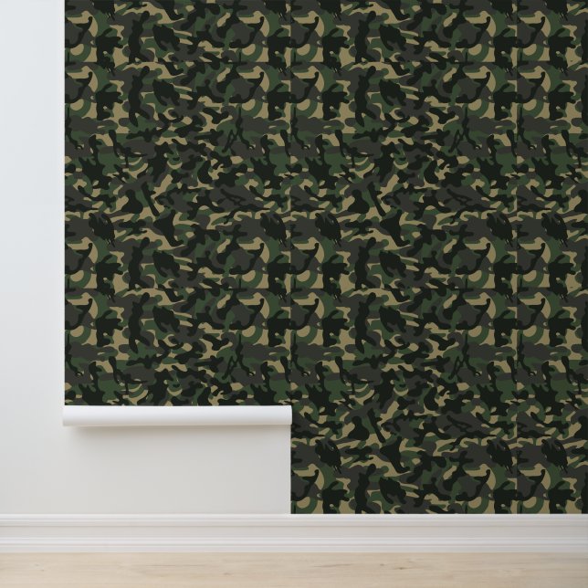Papier Peint Vert camouflage militaire de l'armée (Application)
