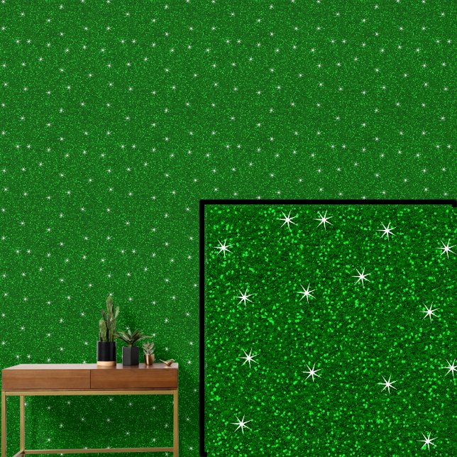 Papier Peint Vert foncé avec étoiles étincelantes (Créateur téléchargé)