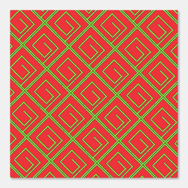 Papier Peint Vert Géo Rouge (Recto)